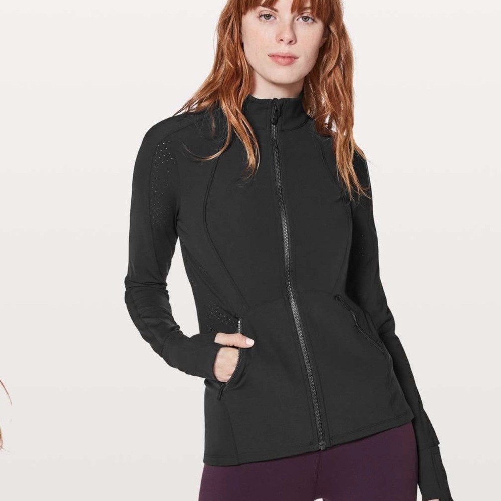 Lululemon Sleek Essentials Black Athletic Jacket with Full Zip Streamlined Fit